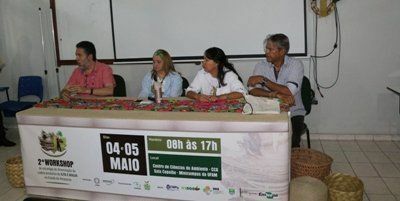 Professor Henrique dos Santos Pereira, professora Terezinha Fraxe, professora Albejamere Castro e professor Néliton Marques compuseram a mesa de abertura do workshop